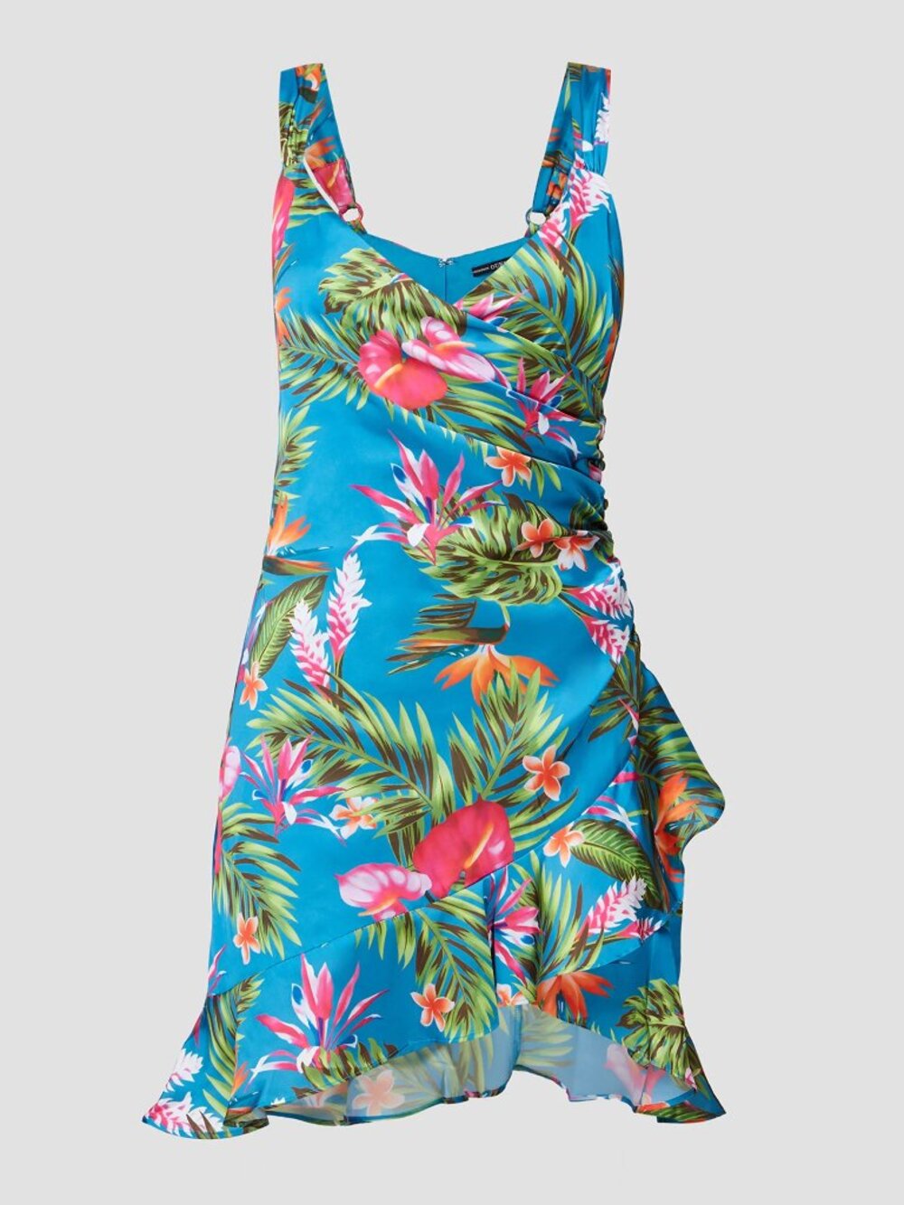 Guess Tropical Wrap Mini Dress - Blue, Pink, Green